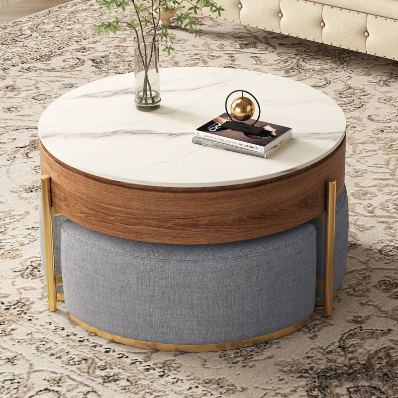Everly Quinn Zinna Lift Top Round Coffee Table Nesting